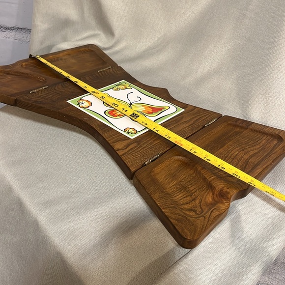 Vintage Japan Gail Craft Wood Butterfly Tile Charcuterie Cheese Board - Picture 8 of 8